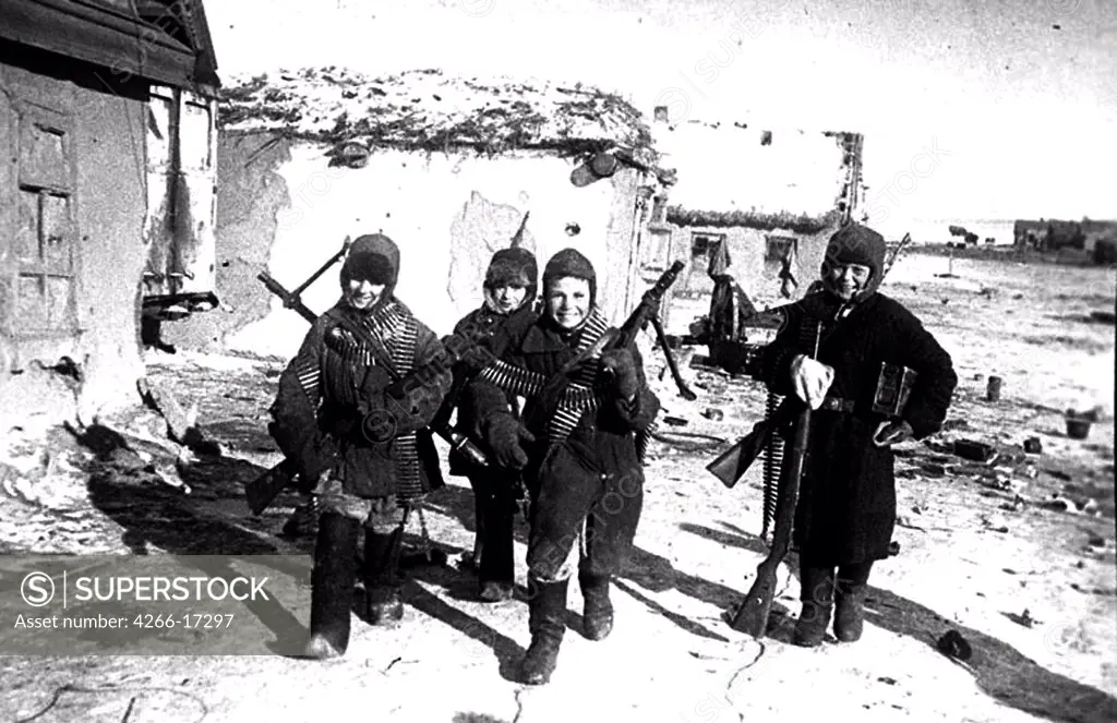 Children in Stalingrad Region by Anonymous  /Russian State Film and Photo Archive, Krasnogorsk/1943/Photograph/Russia/Genre,History