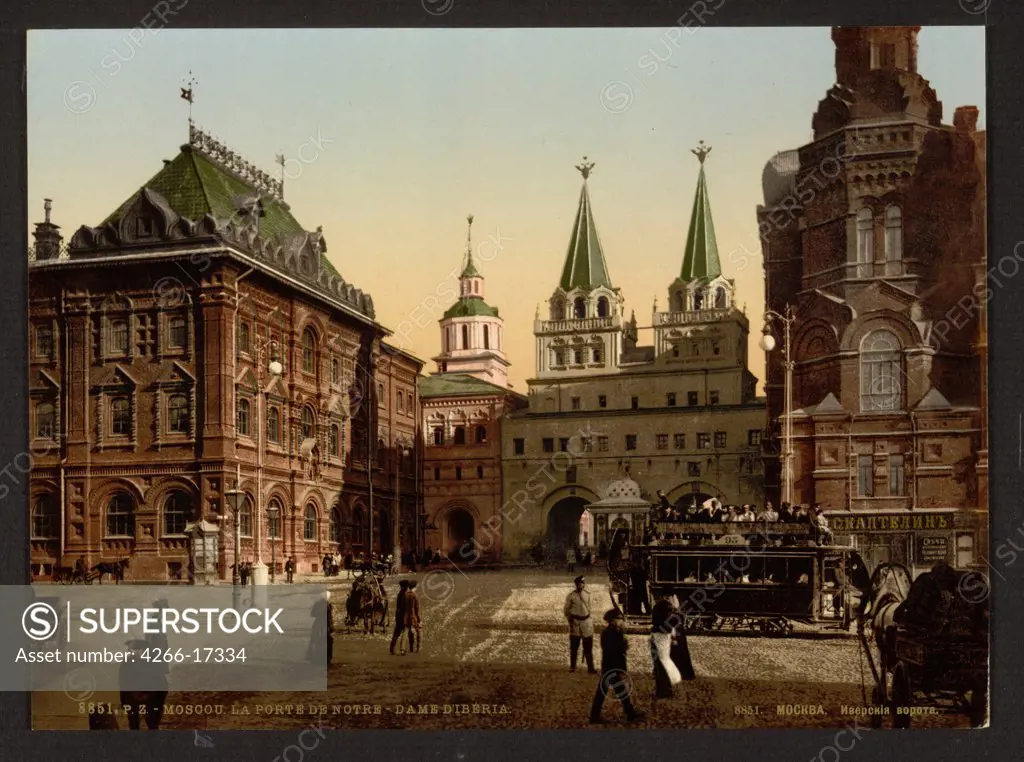 The Resurrection Gate in Moscow by Anonymous  /Private Collection/1890s/Photochrom/Russia/Architecture, Interior,Landscape