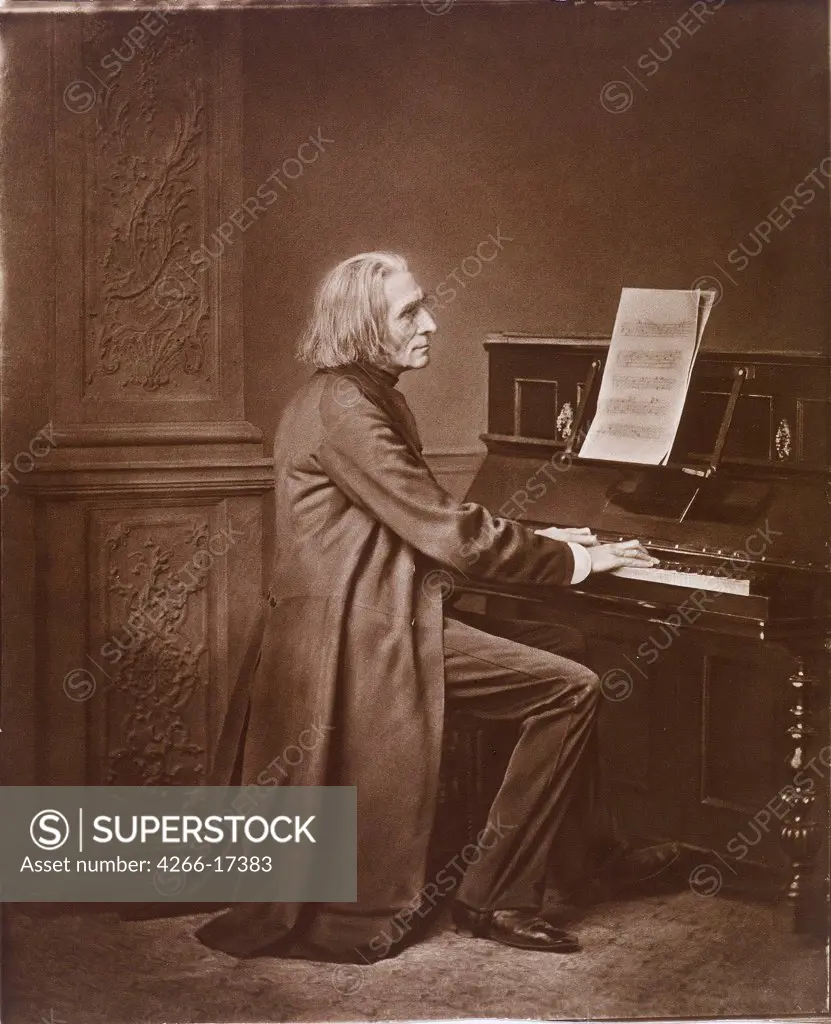 Portrait of the Composer Franz Liszt (1811-1886) by Hanfstaengl, Franz (1804-1877)/Private Collection/1880s/Gum Arabic Printing/Germany/Portrait