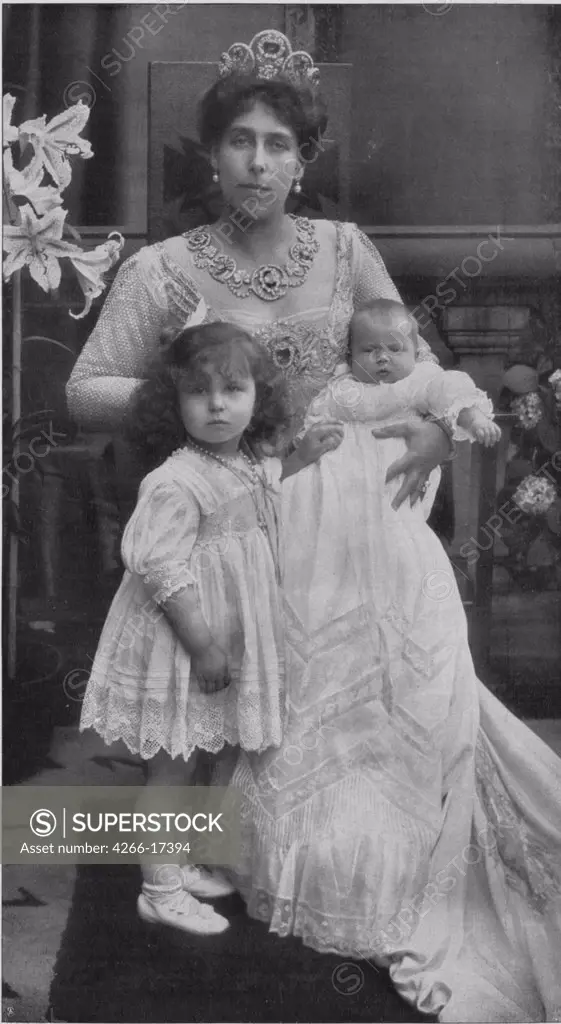 Princess Victoria Melita of Saxe-Coburg and Gotha with her daughters Maria and Kira by Anonymous  /Private Collection/c. 1907/Phototypie/Russia/Portrait,Tsar's Family. House of Romanov