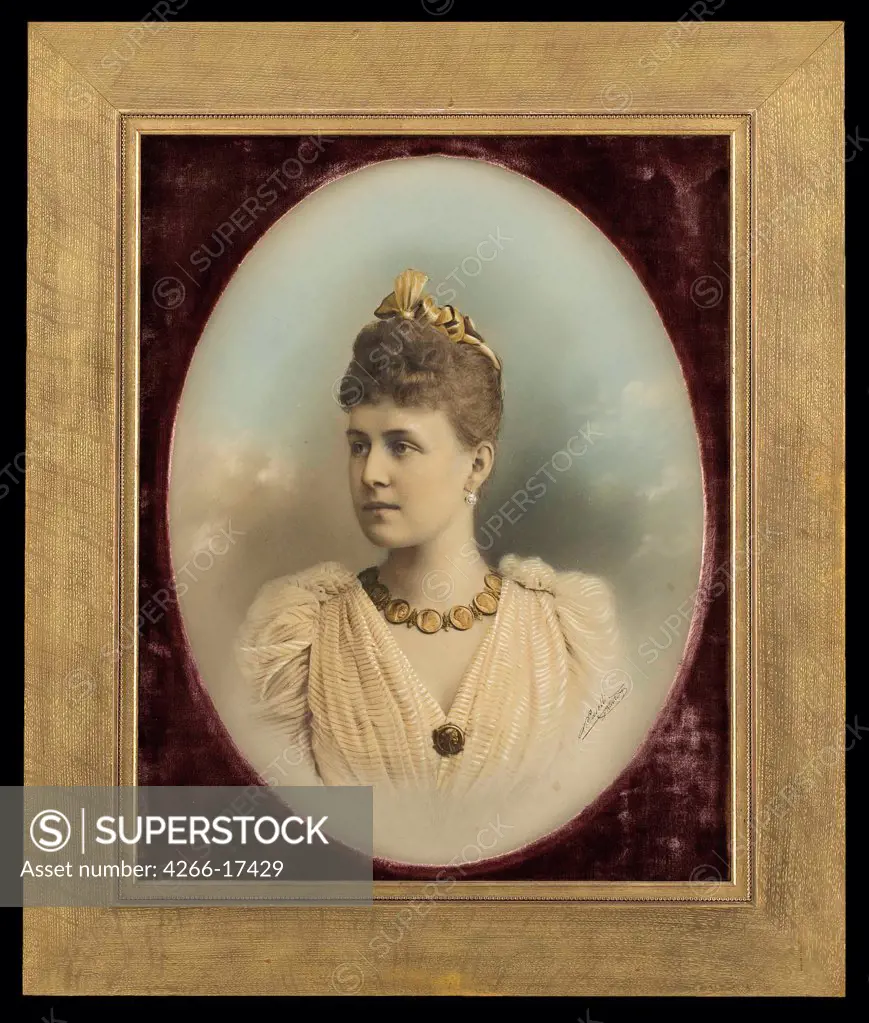Portrait of Grand Duchess Alexandra Georgievna of Russia (1870-1891) by Photo studio A. Pasetti  /Private Collection/Photochrom/Portrait,Tsar's Family. House of Romanov