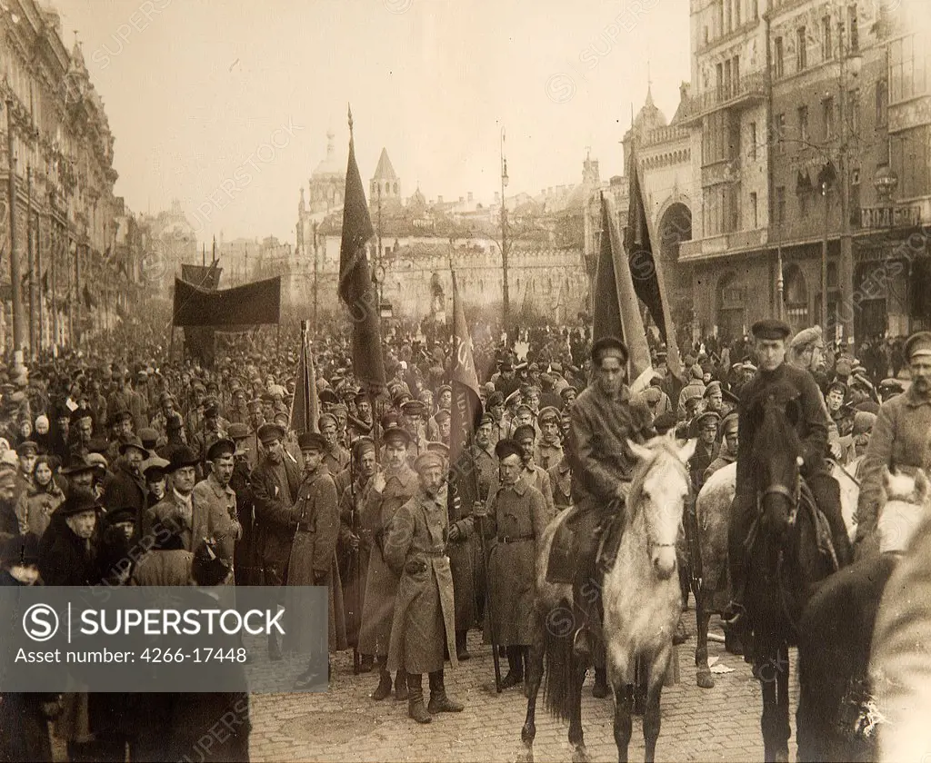 First Anniversary of October Revolution Demonstration in Moscow by Otsup, Pyotr Adolfovich (1883-1963)/Russian State Film and Photo Archive, Krasnogorsk/1918/Photograph/Russia/History