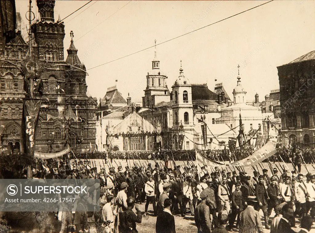 Military Parade on Red Square in Moscow. 1 May, 1920 by Otsup, Pyotr Adolfovich (1883-1963)/Russian State Film and Photo Archive, Krasnogorsk/1920/Photograph/Russia/History