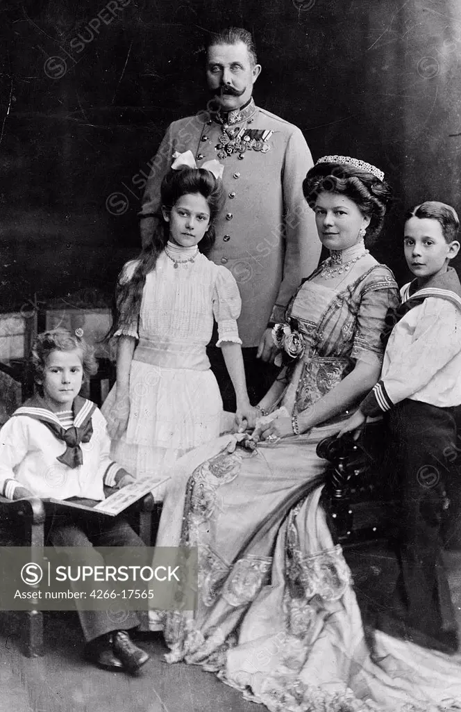 Archduke Franz Ferdinand of Austria with his Family by Anonymous  /Private Collection/Photograph/Portrait