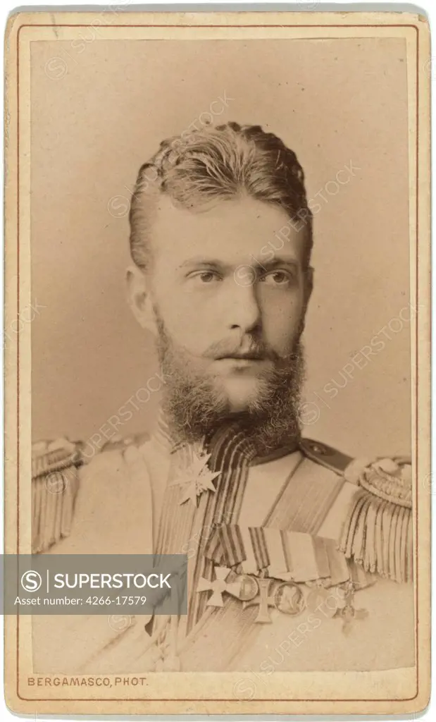 Grand Duke Sergei Alexandrovich of Russia (1857-1905) by Bergamasco, Charles (Karl) (1830_1896)/Private Collection/between 1870 and 1880/Albumin Photo/Russia/Portrait,Tsar's Family. House of Romanov