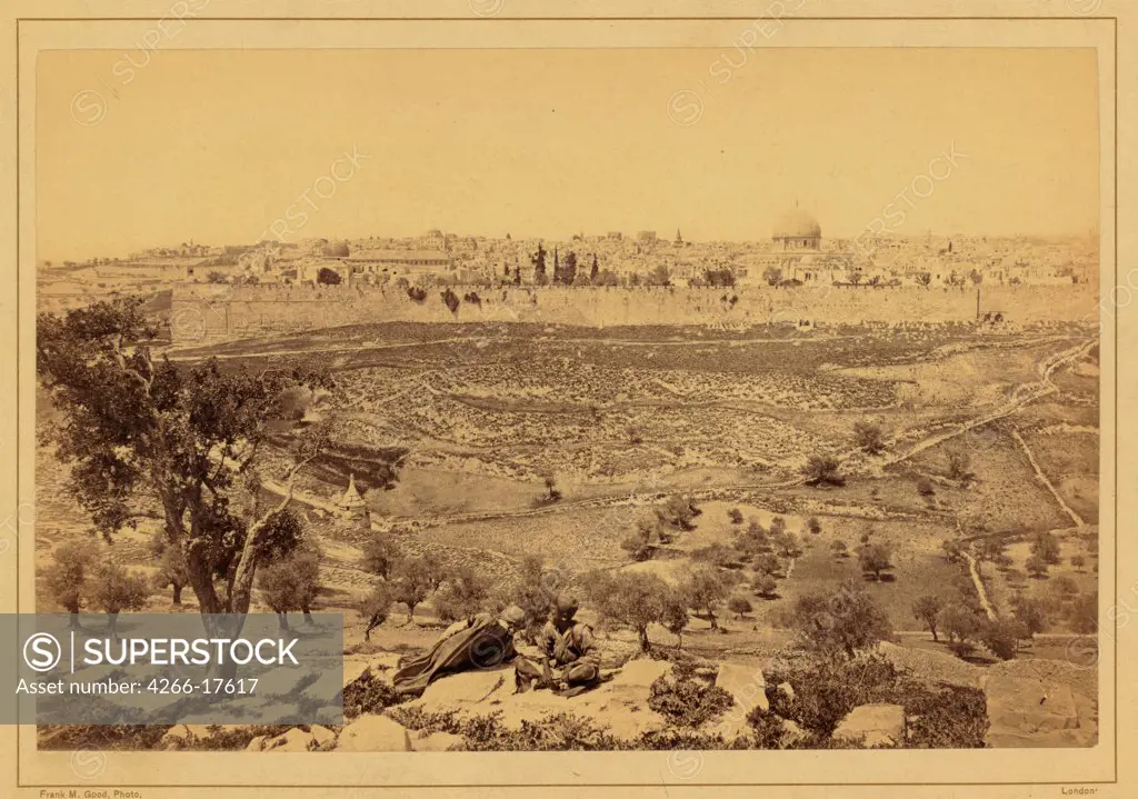 View of the City of Jerusalem from the Mount of Olives by Anonymous  /Private Collection/Between 1860 and 1880/Albumin Photo/Landscape
