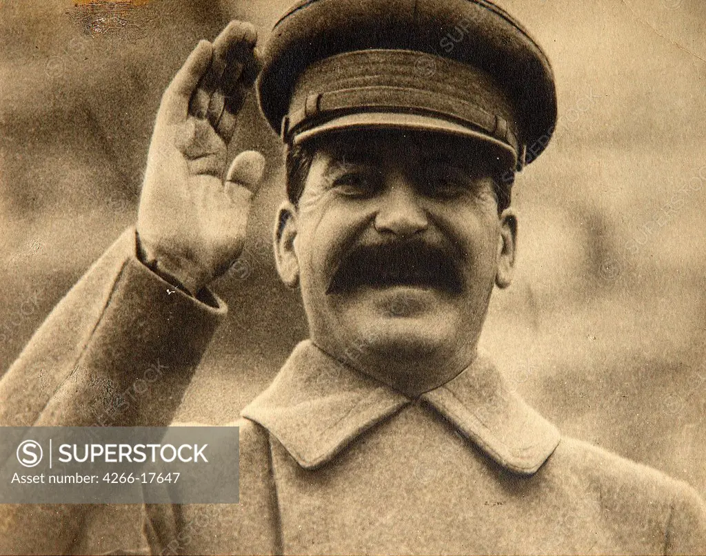 General Secretary of the Communist Party of Russia's Central Committee Joseph Stalin on Lenin's Mausoleum Tribune by Otsup, Pyotr Adolfovich (1883-1963)/Russian State Film and Photo Archive, Krasnogorsk/1935-1937/Photograph/Russia/Portrait