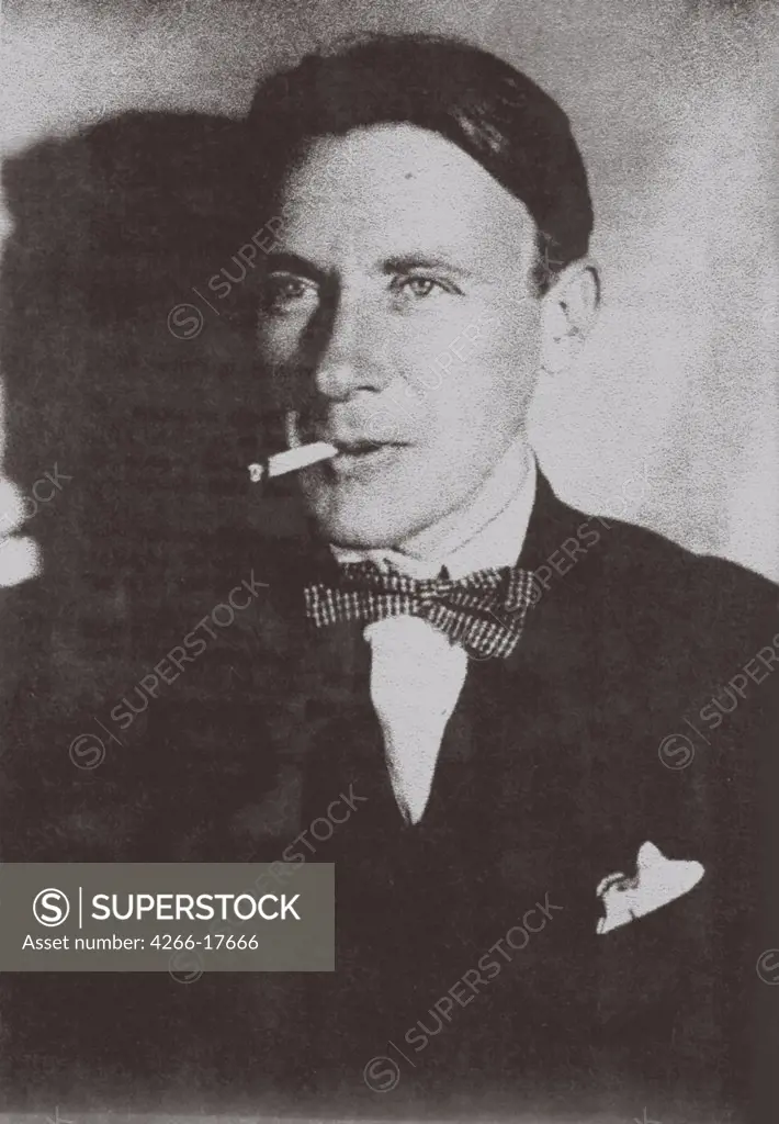Portrait of the author Mikhail Bulgakov (1891-1940) by Anonymous  /Museum of the Moscow Art Theatre/1920/Photograph/Russia/Portrait