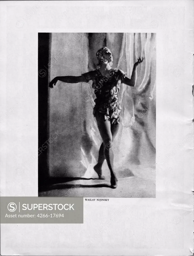 Vaslav Nijinsky in the Ballet Le Spectre de la Rose by Anonymous  /Private Collection/1911 or 1916/Photoengraving/Opera, Ballet, Theatre