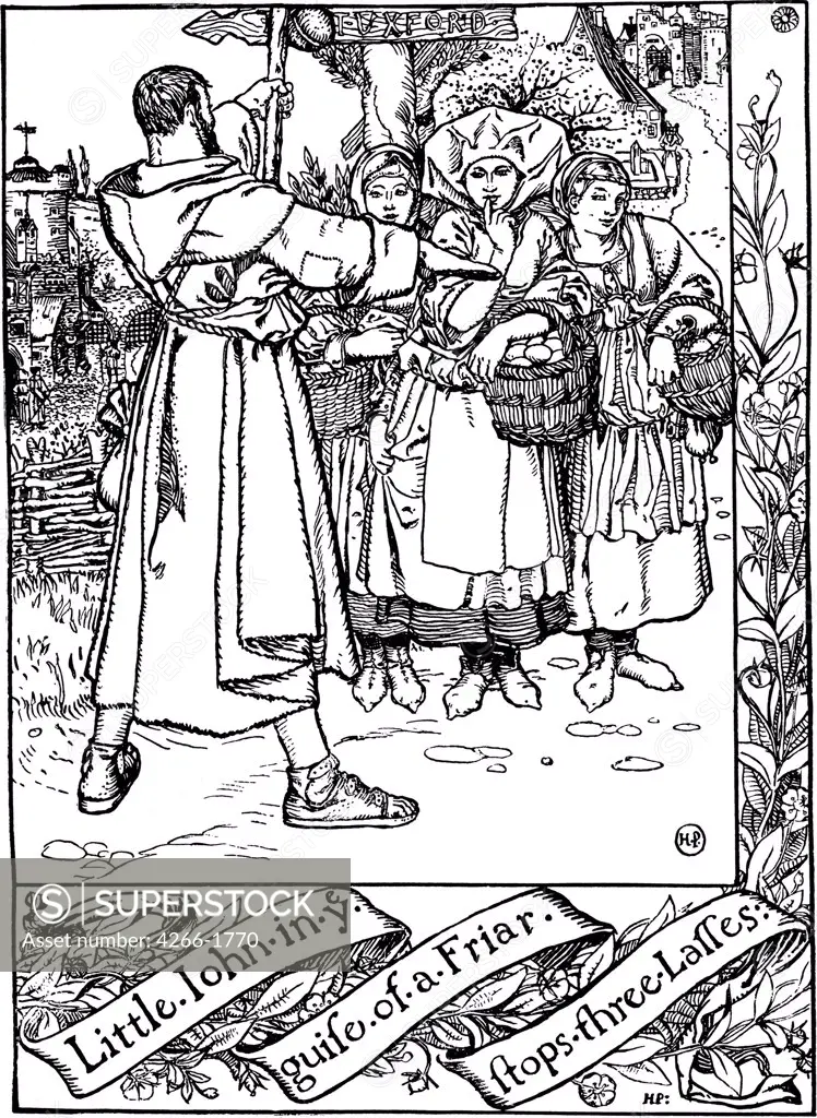 Robin Hood by Howard Pyle, woodcut, 1883, 1853-1911, Russia, Moscow, Russian State Library