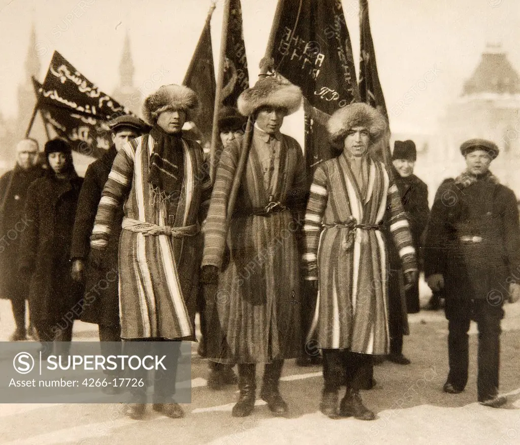 Civil War. Red Army Turkmen Volunteers on Red Square by Otsup, Pyotr Adolfovich (1883-1963)/Russian State Film and Photo Archive, Krasnogorsk/1919/Photograph/Russia/History