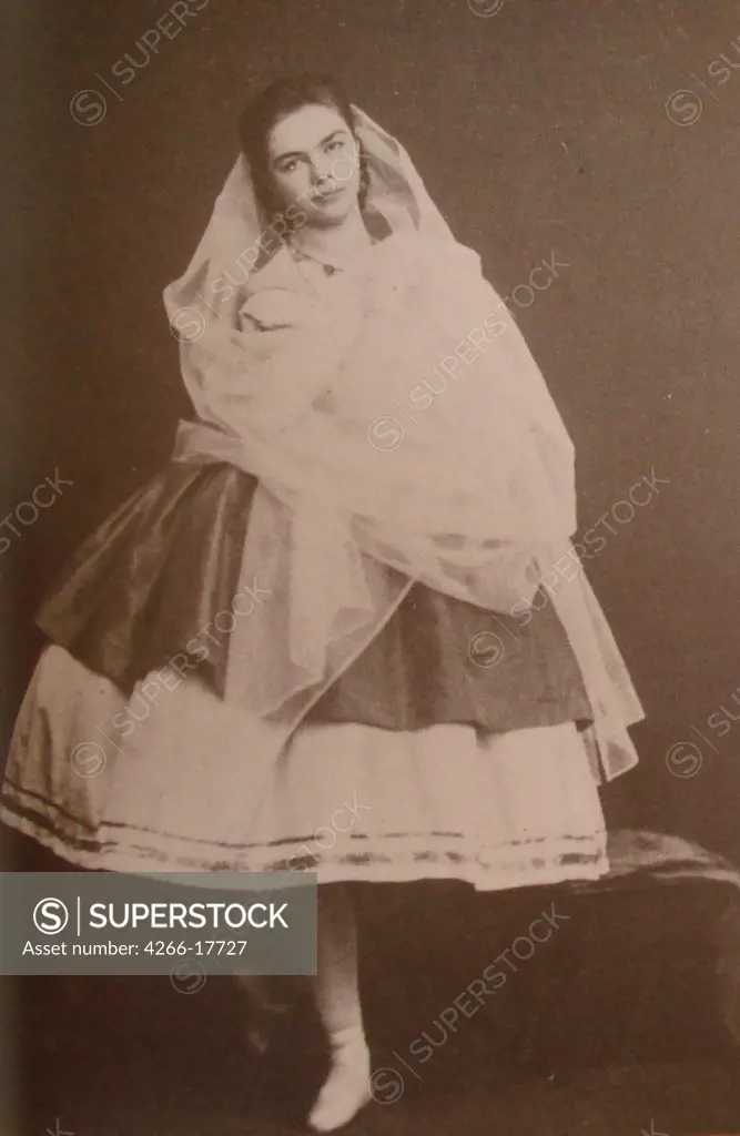 Ballerina Catherine Gavrilovna Chislova by Anonymous  /Private Collection/ca 1865/Silver Gelatin Photography/Opera, Ballet, Theatre,Portrait