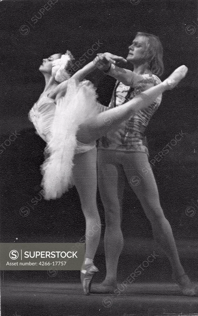 Ludmila Semenyaka and Alexander Godunov in the Ballet Swan Lake by Anonymous  /Private Collection/1970s/Photograph/Russia/Opera, Ballet, Theatre