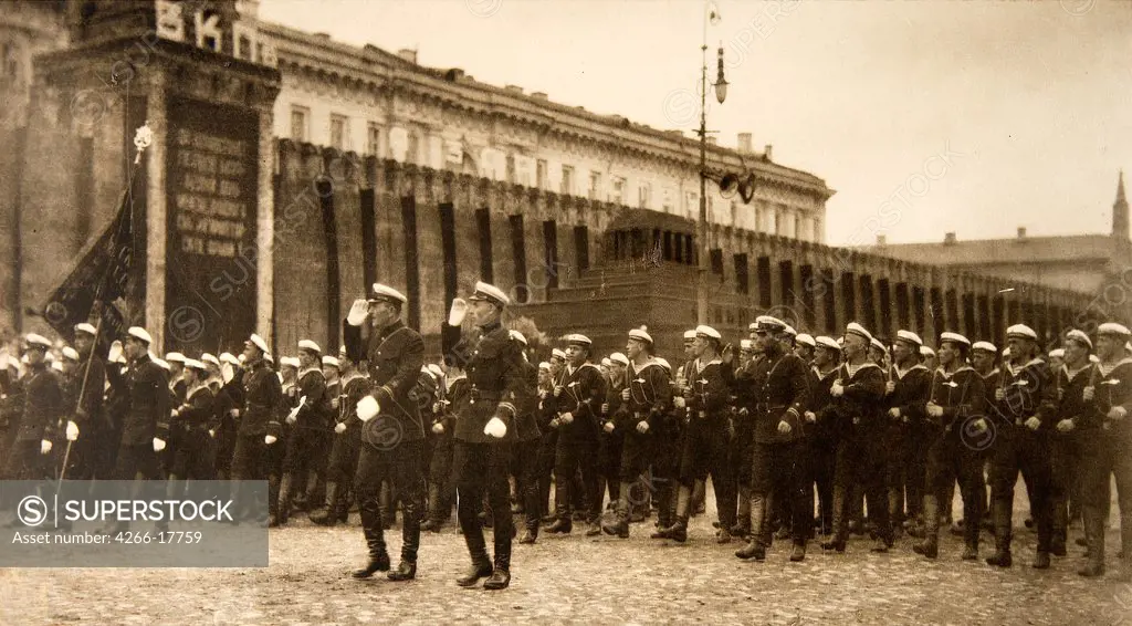 Red Marines of the Armoured Cruiser Aurora Parading on Red Square by Otsup, Pyotr Adolfovich (1883-1963)/Russian State Film and Photo Archive, Krasnogorsk/1925/Photograph/Russia/History