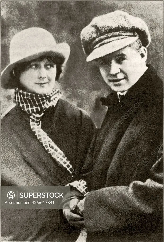 Sergei Yesenin with his wife Isadora Duncan by Anonymous  /Private Collection/1923/Photograph/Russia/Portrait