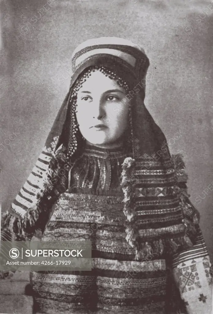 Ryazan Province woman's festive dress by Anonymous  /Private Collection/1900s-1910s/Phototypie/Russia/Genre