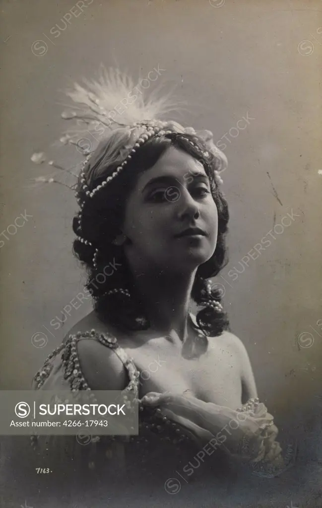 Russian ballerina Tamara Karsavina by Anonymous  /Private Collection/1912/Photograph/Russia/Opera, Ballet, Theatre,Portrait