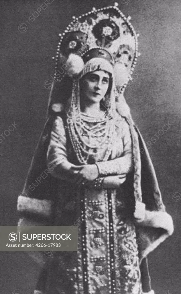 Antonina Nezhdanova as the Princess by Anonymous  /Private Collection/1917/Photograph/Russia/Opera, Ballet, Theatre