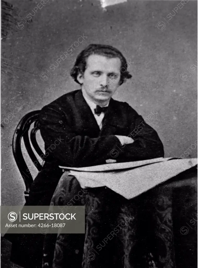 Portrait of the pianist and composer Nikolai G. Rubinstein (1835-1881) by Russian Photographer  /Private Collection/1880-1881/Albumin Photo/Russia/Portrait