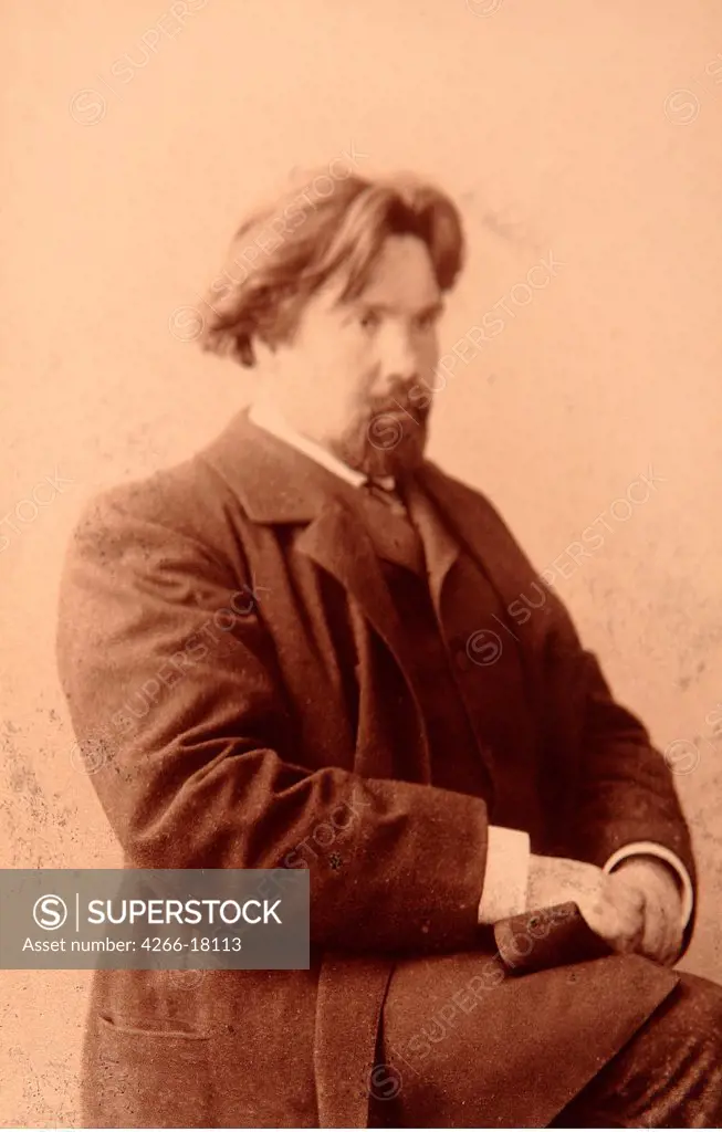Portrait of the artist Vasily Surikov (1848-1916) by Russian Photographer  /State Tretiakov Gallery, Moscow/1896/Albumin Photo/Russia/Portrait