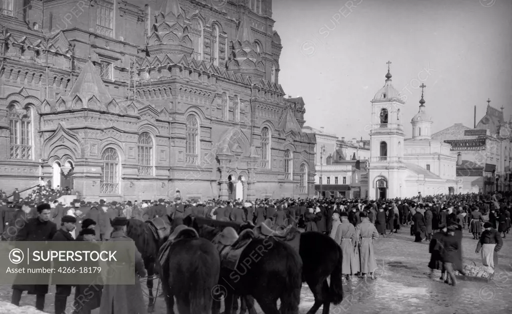 Palm Sunday at the Red Square in Moscow (Goat Willow Sunday) by Russian Photographer  /Russian State Film and Photo Archive, Krasnogorsk/1900s/Silver Gelatin Photography/Russia/Genre,History