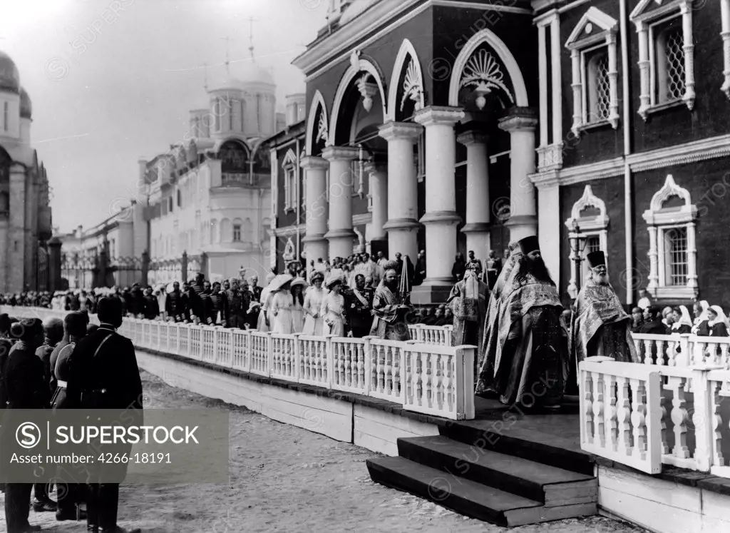 Procession of the Tsar's Family in the Kremlin. Opening ceremony of the Alexander III Monument by Photo studio K. von Hahn  /Russian State Film and Photo Archive, Krasnogorsk/1912/Silver Gelatin Photography/Russia/History