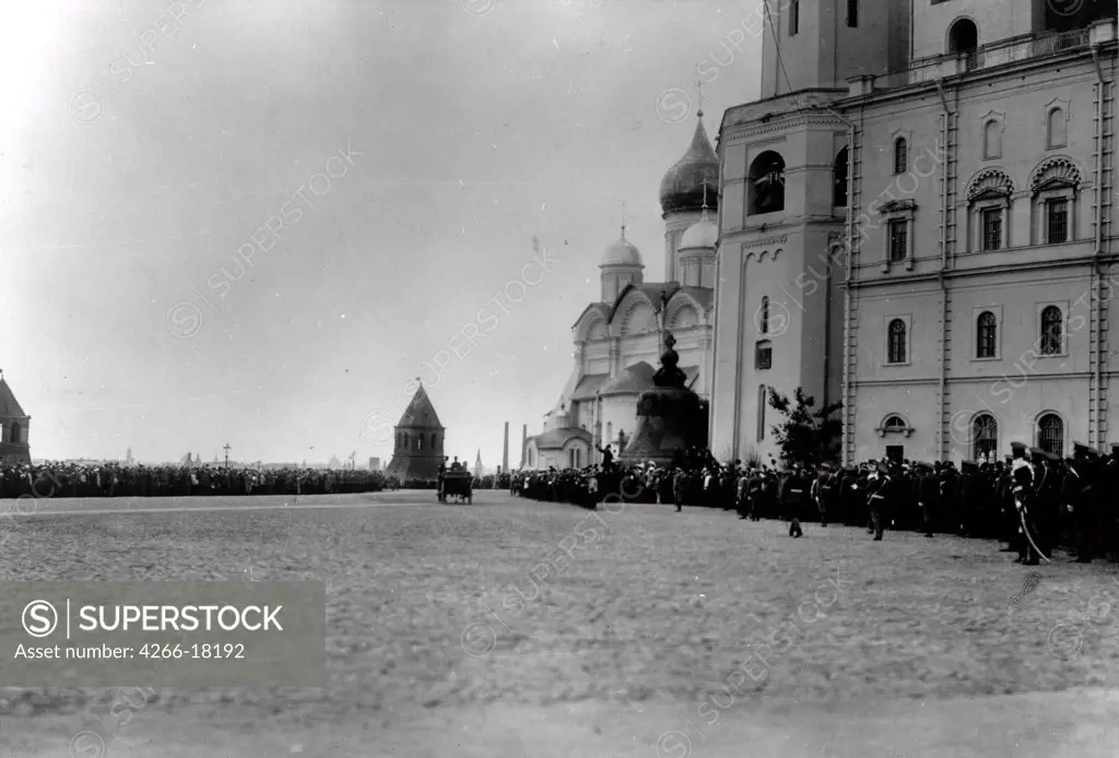 Passage of the Tsar's Family in the Kremlin. Opening ceremony of the Alexander III Monument by Photo studio K. von Hahn  /Russian State Film and Photo Archive, Krasnogorsk/1912/Silver Gelatin Photography/Russia/History
