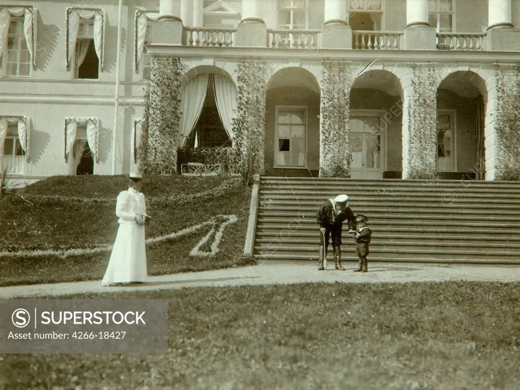 Empress Alexandra Fyodorovna with Tsarevich Alexei of Russia in Summer Residene Ropsha by Photo studio K. von Hahn  /State Museum of History, Moscow/Early 20th cen./Photograph/Russia/Tsar's Family. House of Romanov