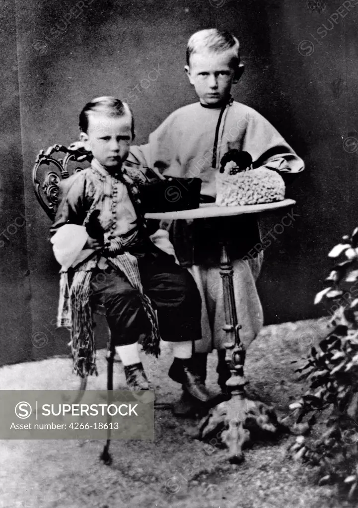Grand Duke Paul Alexandrovitch of Russia (1860-1919) and Grand Duke Sergei Alexandrovitch of Russia (1857-1905) by Russian Photographer  /Russian State Film and Photo Archive, Krasnogorsk/1863/Albumin Photo/Russia/Tsar's Family. House of Romanov