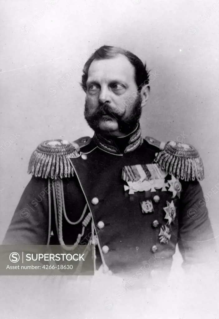 Portrait of Emperor Alexander II of Russia (1818-1881) by Deniere, Andrei (Heinrich-Johann) (1820-1892)/Russian State Film and Photo Archive, Krasnogorsk/Albumin Photo/Russia/Tsar's Family. House of Romanov