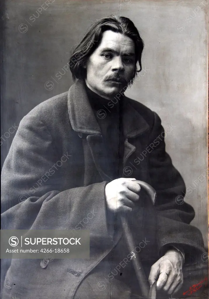Portrait of the Author Maxim Gorky (1868-1936) by Russian Photographer  /Russian State Film and Photo Archive, Krasnogorsk/1901-1902/Silver Gelatin Photography/Russia/Portrait