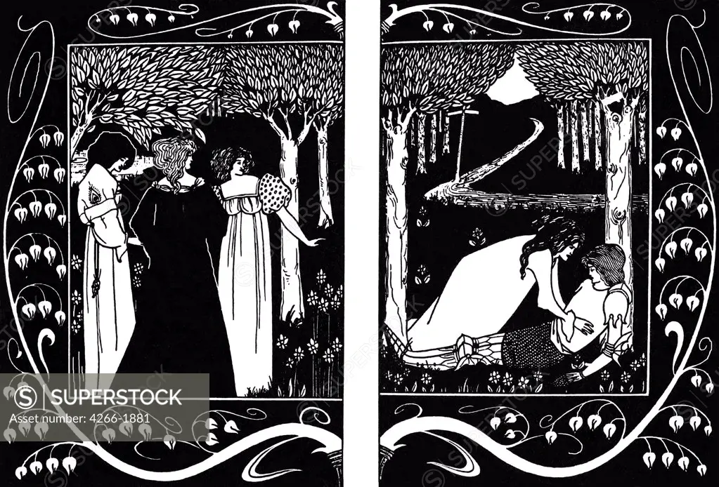 Knights Of Round Table by Aubrey Beardsley, ink on paper, 1893-1894, 1872-1898, Private Collection