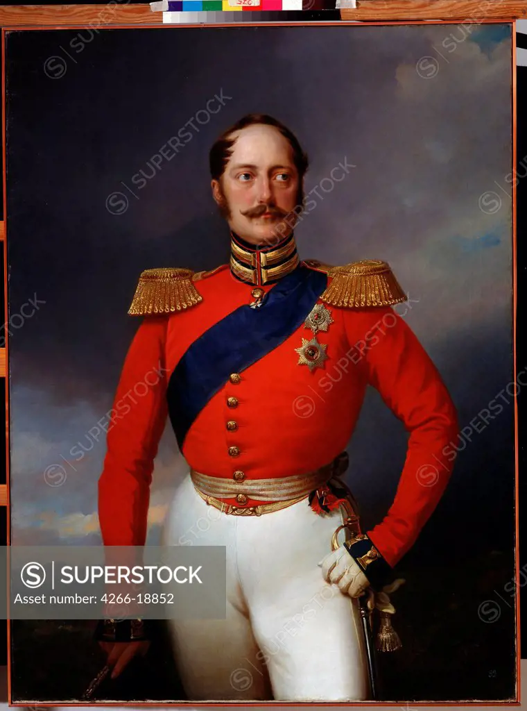 Portrait of Emperor Nicholas I  (1796-1855) by Kruger, Franz (1797-1857)/ State A. Pushkin Museum of Fine Arts, Moscow/ 1847/ Germany/ Oil on canvas/ German Painting of 19th cen./ 134x100/ Portrait