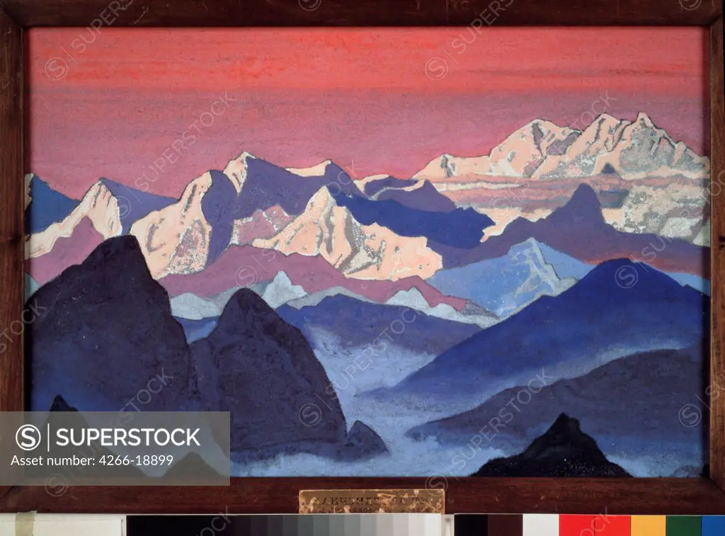 Kangchenjunga. The Himalayas by Roerich, Nicholas (1874-1947)/ State Tretyakov Gallery, Moscow/ 1933/ Russia/ Tempera on canvas/ Symbolism/ 30,5x46/ Landscape