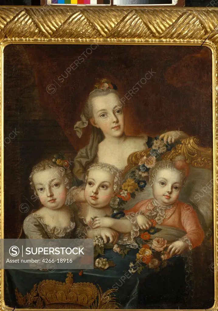 Portrait of Children of Empress Maria Theresia of Austria (1717-1780) by Antropov, Alexei Petrovich (1716-1795)/ State Tretyakov Gallery, Moscow/ 1760/ Russia/ Oil on canvas/ Russian Art of 18th cen./ 91x72/ Portrait