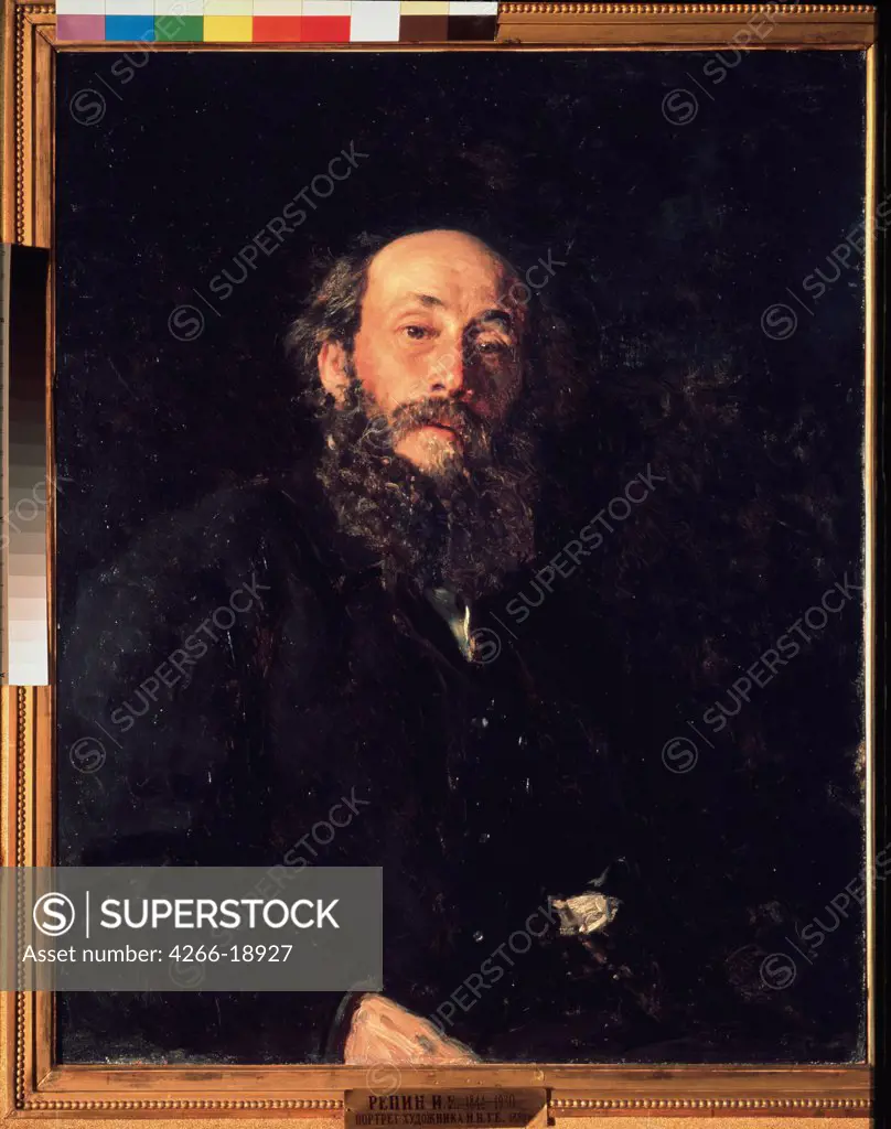 Portrait of the artist Nikolai Ge (1831-1894) by Repin, Ilya Yefimovich (1844-1930)/ State Tretyakov Gallery, Moscow/ 1880/ Russia/ Oil on canvas/ Russian Painting of 19th cen./ 82,5x66,2/ Portrait