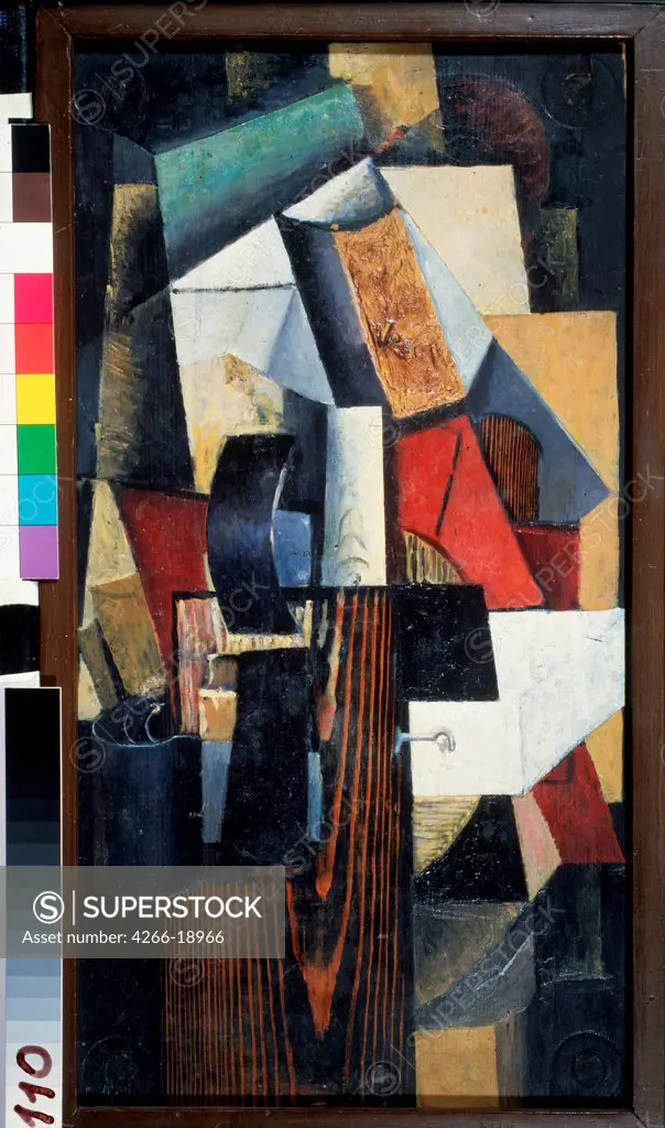 The nonstop Station. Kuntsevo by Malevich, Kasimir Severinovich (1878-1935)/ State Tretyakov Gallery, Moscow/ 1913/ Russia/ Oil on wood/ Russian avant-garde/ 49x25,5/ Abstract Art