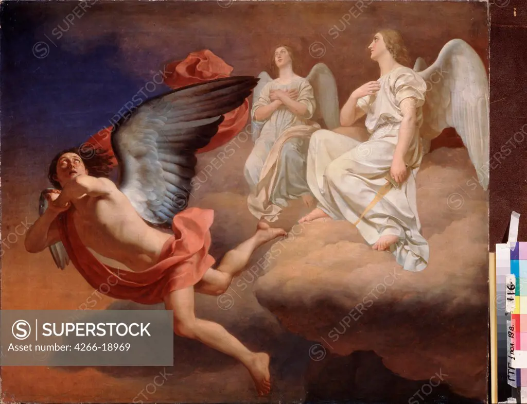 Abaddon and Angels (After the epic poetry Messias by Friedrich Gottlieb Klopstock) by Zavyalov, Fyodor Semionovich (1810-1856)/ State Tretyakov Gallery, Moscow/ before 1844/ Russia/ Oil on canvas/ Classicism/ 89x109,2/ Bible,Mythology, Allegory and Liter