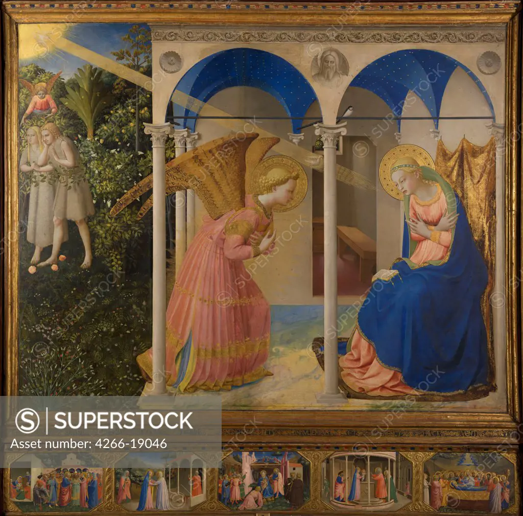 The Annunciation by Angelico, Fra Giovanni, da Fiesole (ca. 1400-1455)/ Museo del Prado, Madrid/ 1430-1432/ Italy, Florentine School/ Tempera on panel/ Renaissance/ 154x194/ Bible