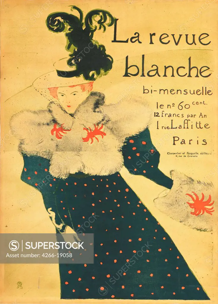 La Revue Blanche (Poster) by Toulouse-Lautrec, Henri, de (1864-1901)/ State A. Pushkin Museum of Fine Arts, Moscow/ 1896/ France/ Colour lithograph/ Postimpressionism/ 130x95/ Poster and Graphic design
