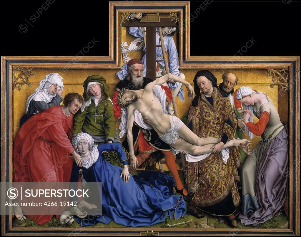 The Descent from the Cross by Weyden, Rogier, van der (ca. 1399-1464)/ Museo del Prado, Madrid/ ca 1435/ The Netherlands/ Oil on wood/ Early Netherlandish Art/ 220x262/ Bible