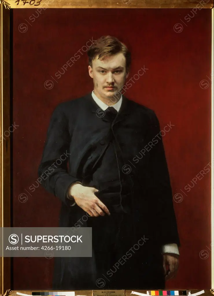 Portrait of the composer Alexander Glazunov (1865-1936) by Repin, Ilya Yefimovich (1844-1930)/ State Russian Museum, St. Petersburg/ 1887/ Russia/ Oil on canvas/ Russian Painting of 19th cen./ 119x90,5/ Music, Dance,Portrait