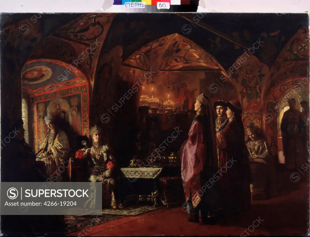 Tsarevna's dwelling by Klodt, Mikhail Petrovich, Baron (1835-1914)/ Regional Art Gallery, Perm/ 1878/ Russia/ Oil on canvas/ Academic art/ 91x126/ Genre,History