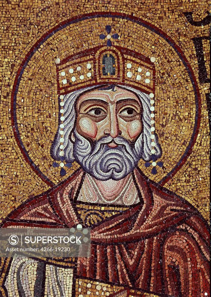 King David (Detail of Interior Mosaics in the St. Mark's Basilica) by Byzantine Master  / Saint Mark's Basilica, Venice/ 12th century/ Byzantium/ Mosaic/ Gothic/ Bible