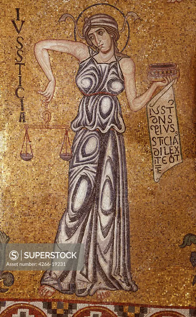 Justice (Detail of Interior Mosaics in the St. Mark's Basilica) by Byzantine Master  / Saint Mark's Basilica, Venice/ 12th century/ Byzantium/ Mosaic/ Gothic/ Bible