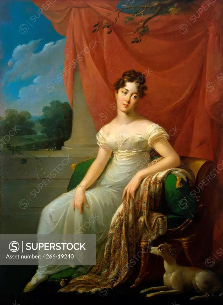 Portrait of Sofia Apraxina by Riesener, Henri-Francoiss (1767-1828)/ State Hermitage, St. Petersburg/ 1818/ France/ Oil on canvas/ Classicism/ 175x120/ Portrait