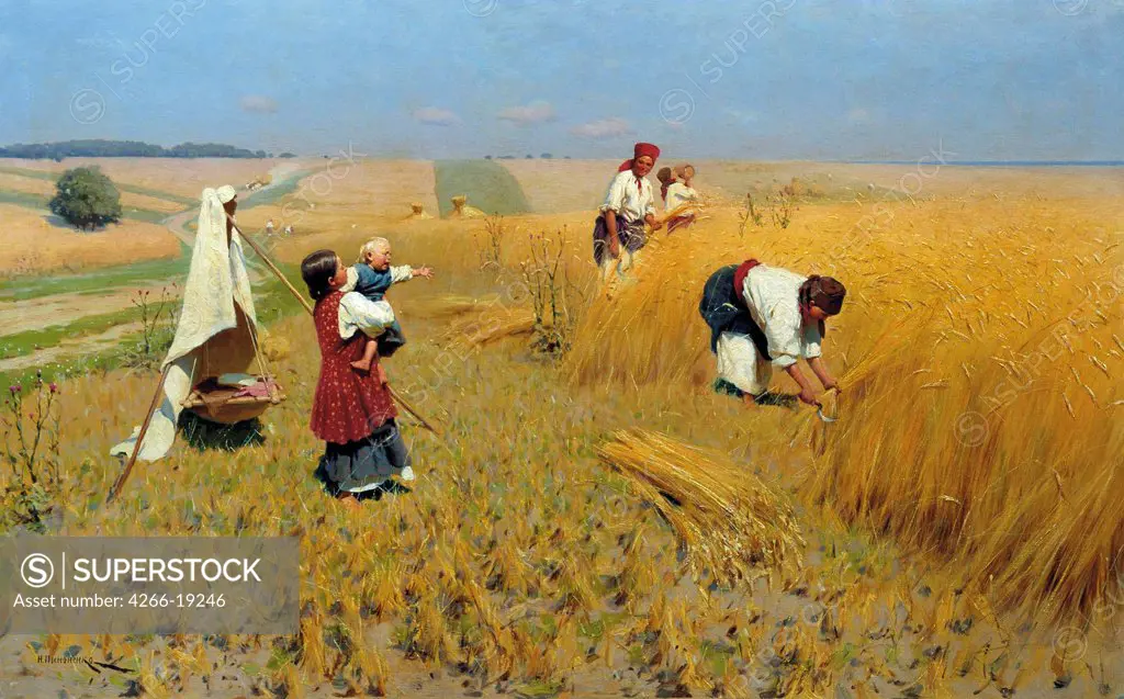 Harvest in Ukraine by Pimonenko, Nikolai Kornilovich (1862-1912)/ Regional Art Museum, Volgograd/ 1886/ Ukraine/ Oil on canvas/ Realism/ Genre