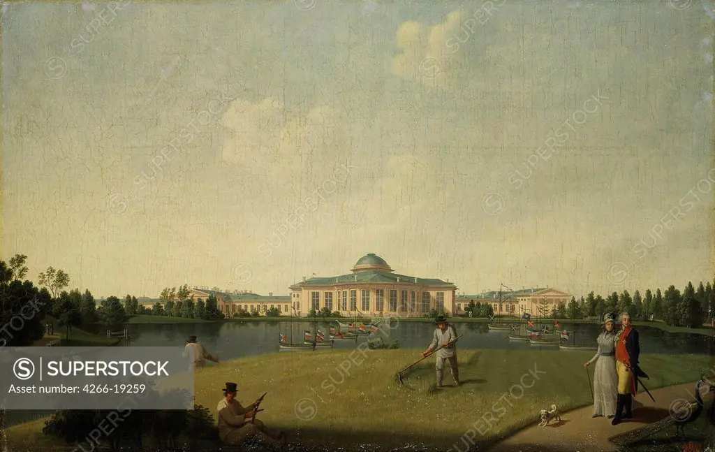 View of the Tauride Palace from the Garden by Paterssen, Benjamin (1748-1815)/ State Hermitage, St. Petersburg/ before 1797/ Sweden/ Oil on canvas/ Classicism/ 57,5x89,5/ Architecture, Interior,Landscape