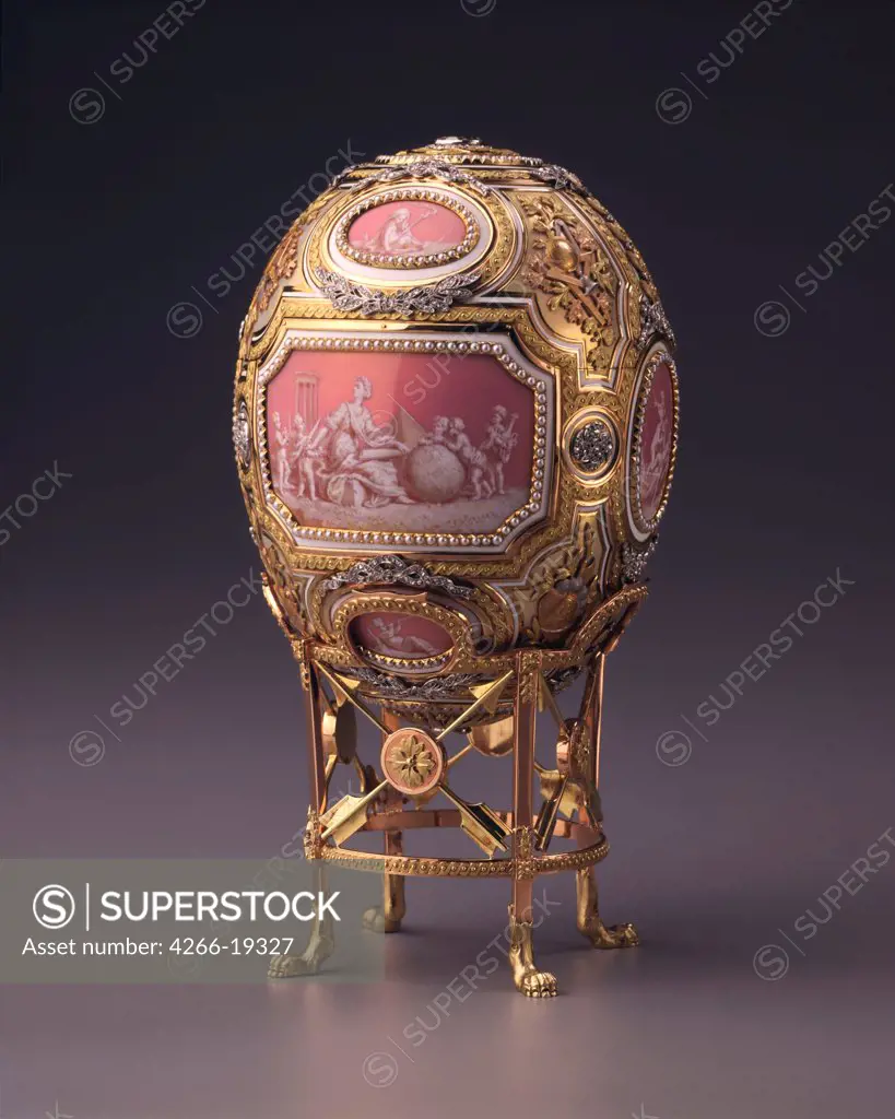 Catherine the Great Easter Egg by Wigstrom, Henrik Immanuel, (Faberge manufacture) (active Early 20th cen.)/ Hillwood Museum, Washington/ 1914/ Russia/ Gold, enamel, gems/ Art Nouveau/ H 12,1/ Objects