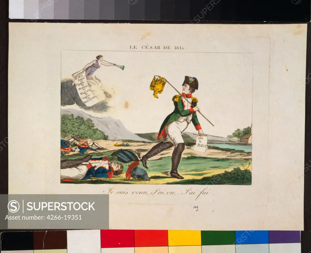 Le Cesar de 1815 (Napoleon as Caesar of 1815) by Anonymous  / State Borodino War and History Museum, Moscow/ 1815/ France/ Colour lithograph/ Caricature/ History